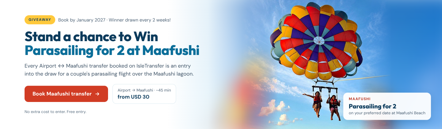 Stand a chance to win Parasailing for 2 at Maafushi